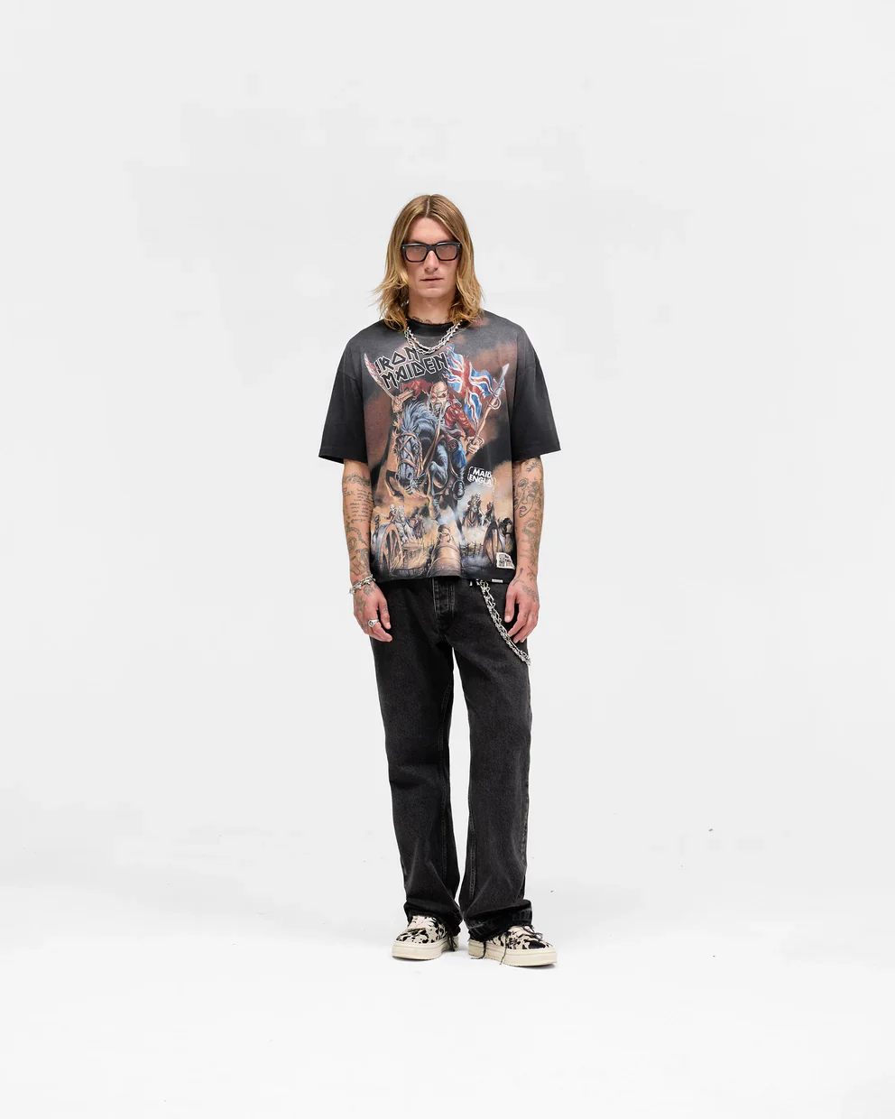 Represent X Iron Maiden Steed Tee - Stained Black - Image 4