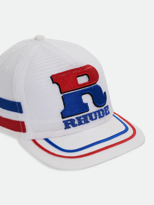 Rhude Split Petrol Logo Trucker Cap - White - Image 3
