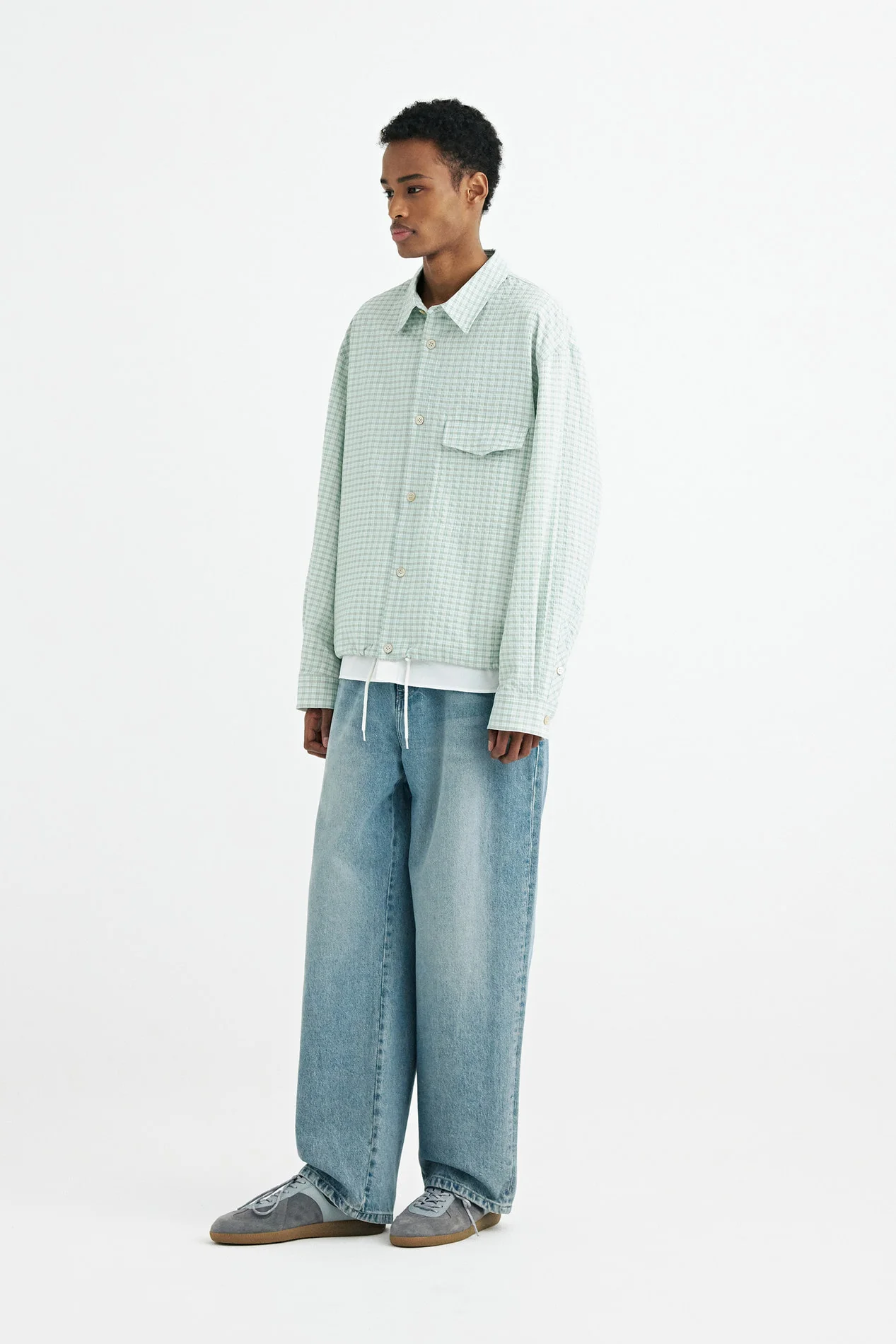 Solid Homme Layered Check Shirt - Green - Image 2