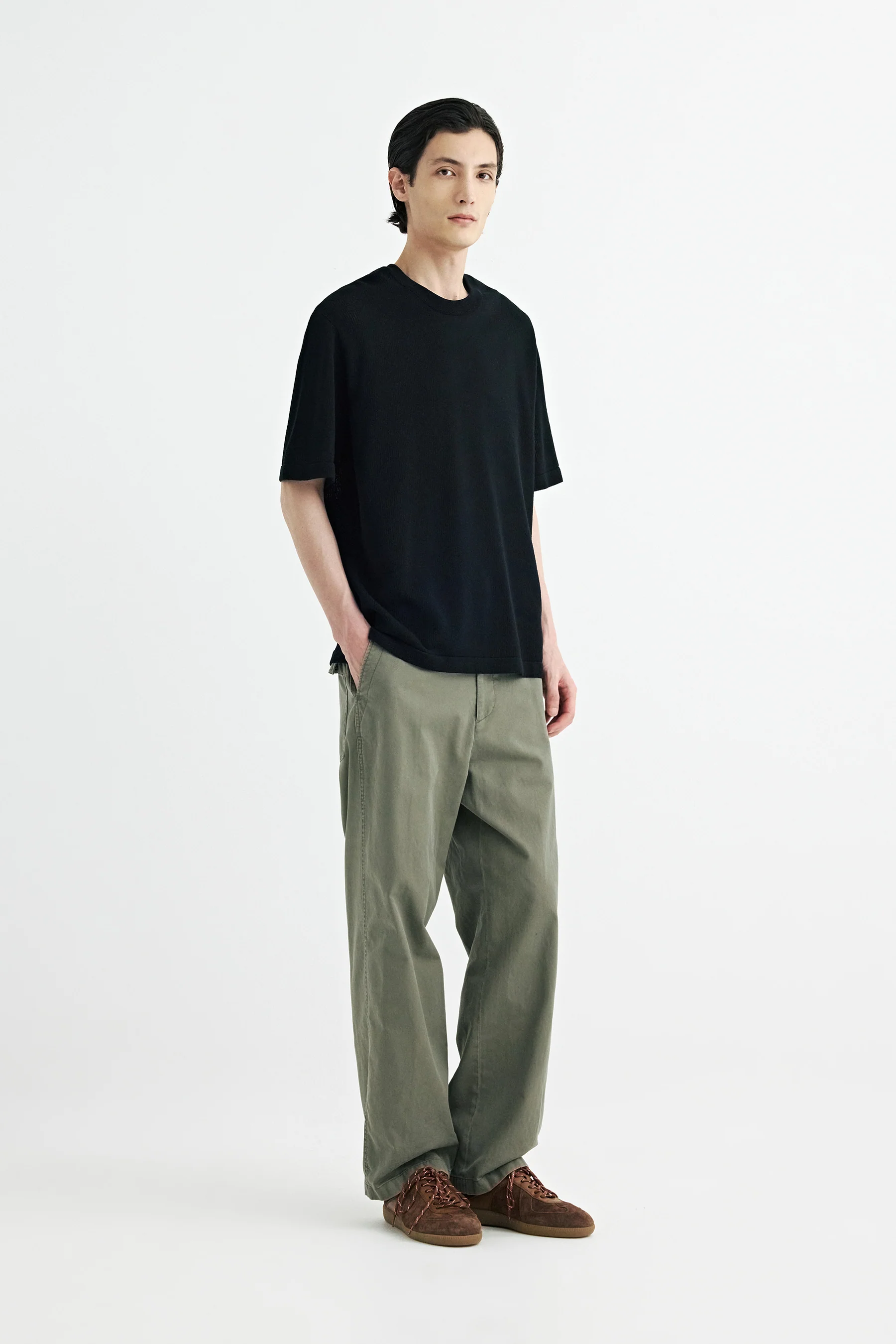 Solid Homme Solid Knit Back Logo Tee - Black - Image 3