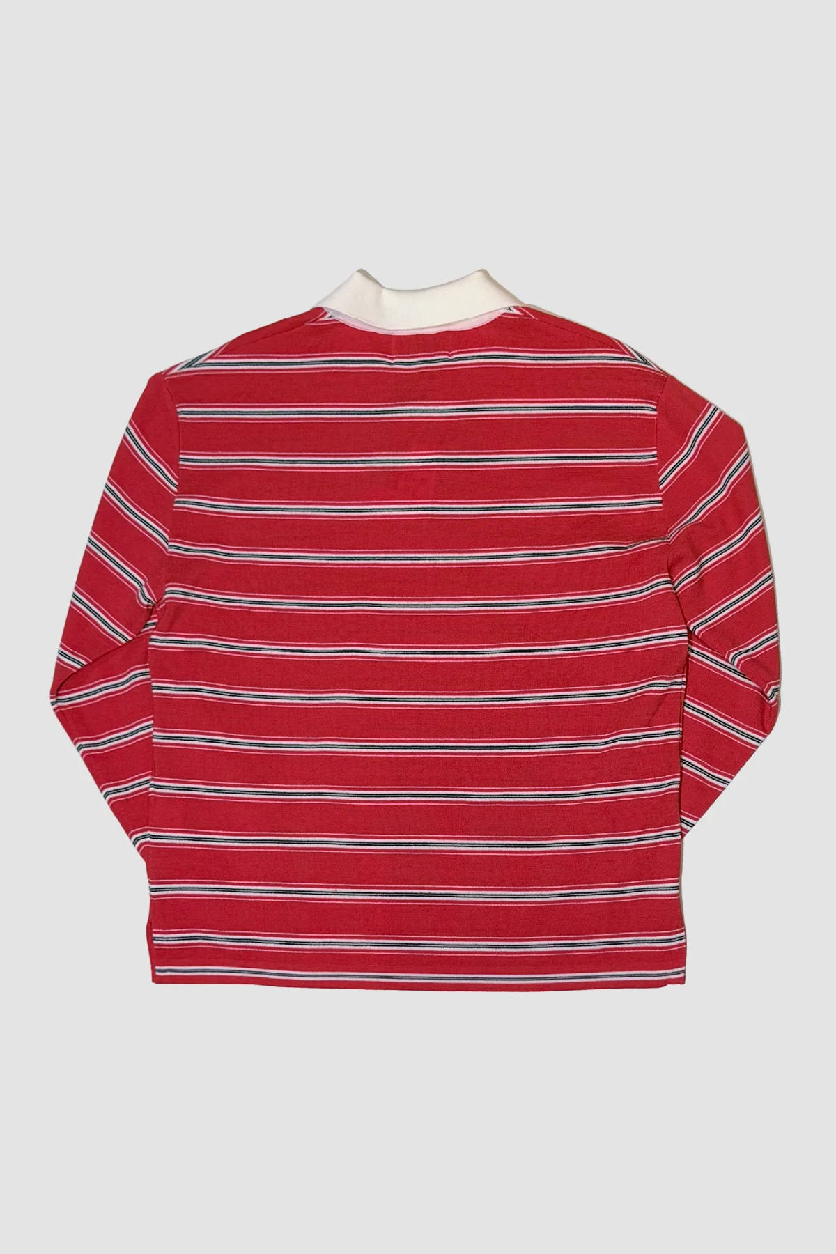 Solid Homme Stripe LS Wool Polo - Red - Image 2
