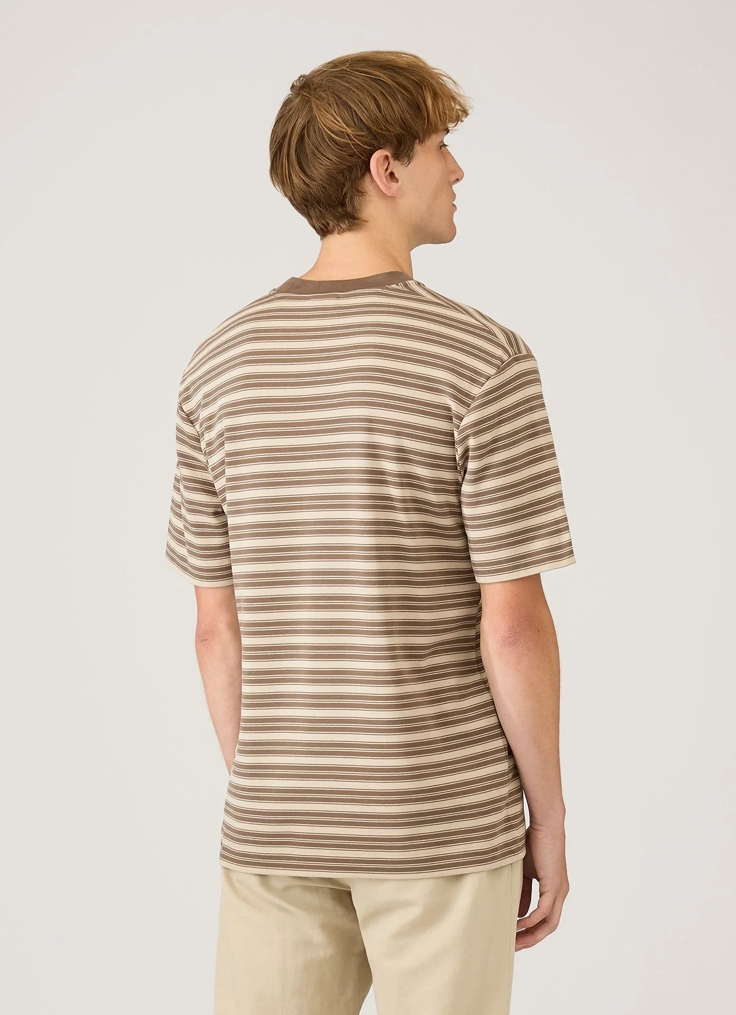 Sunspel Relaxed Fit Heavyweight Stripe Tee - Hazelwood Dark Cedar - Image 2
