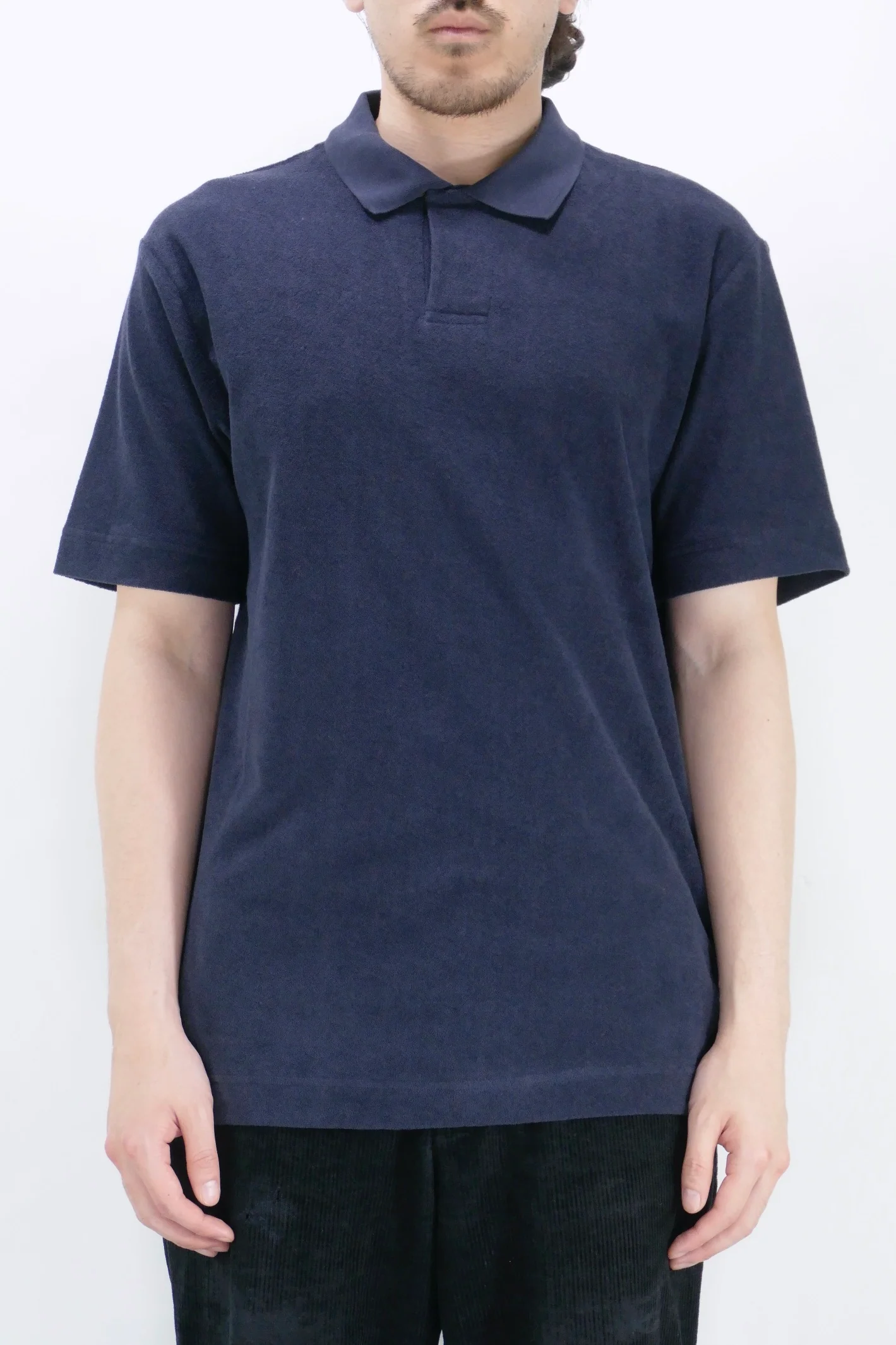 Sunspel Towelling Polo - Navy