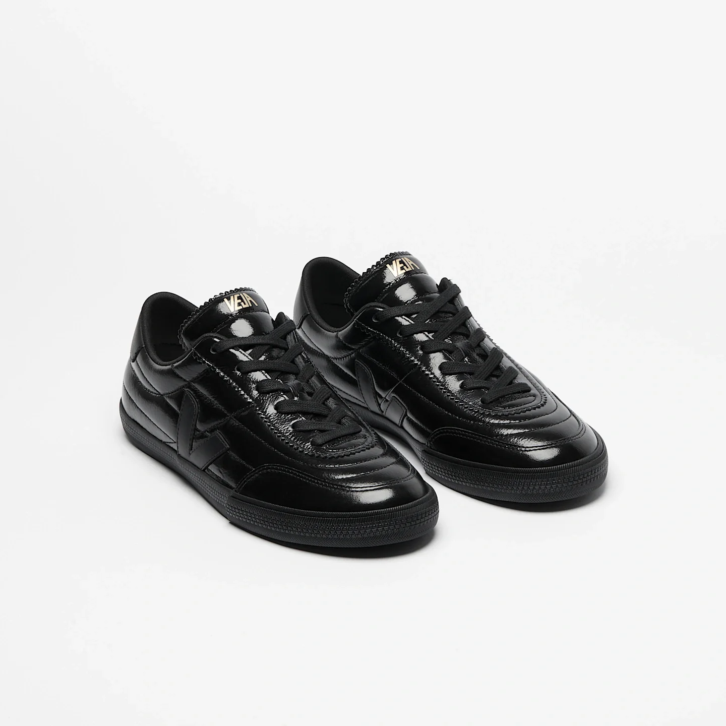 Veja Mens Panenka Patent Leather Sneakers - Black - Image 2