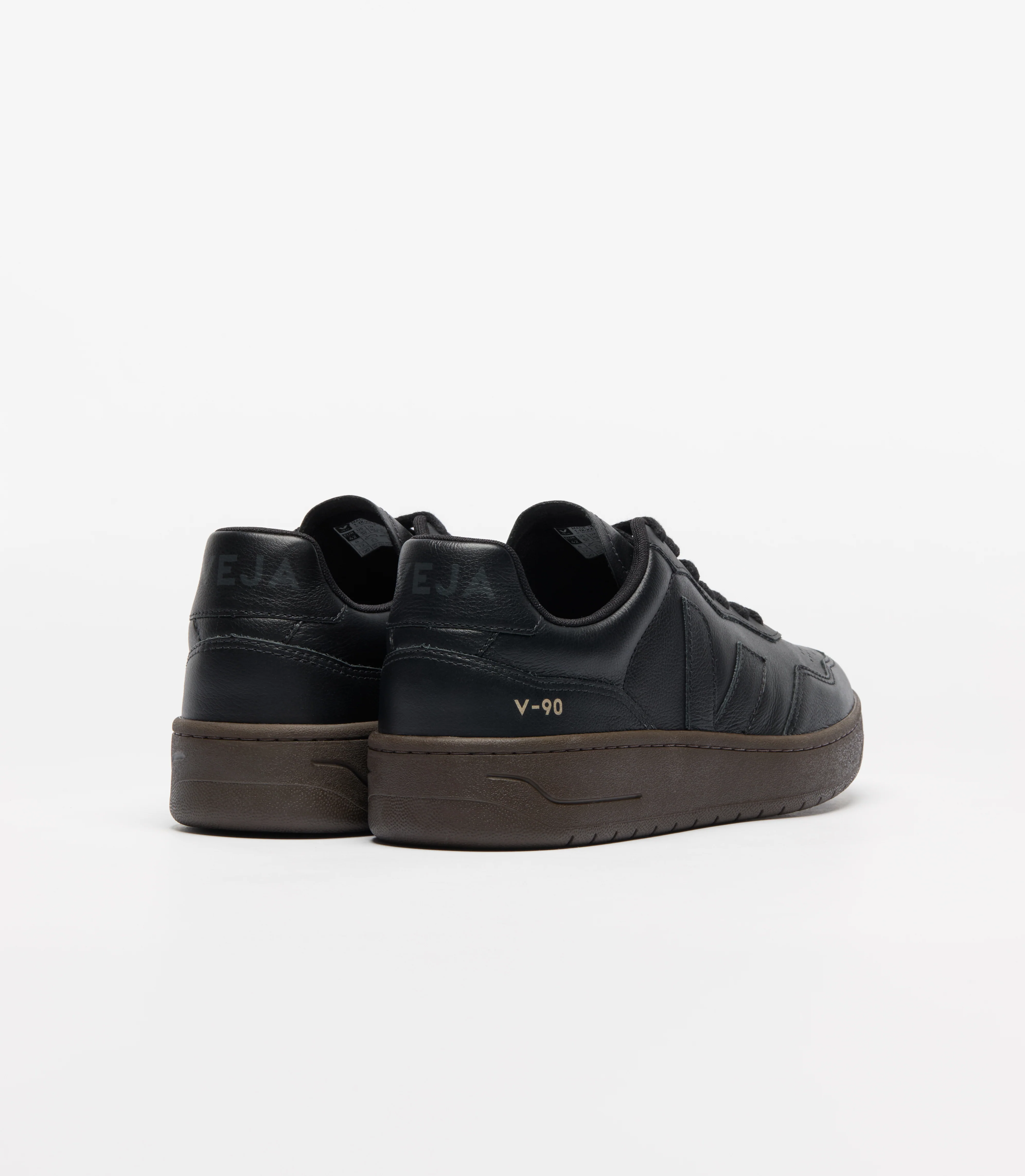 Veja Mens V-90 O.T. Leather Sneakers - Full Black Eagle - Image 3