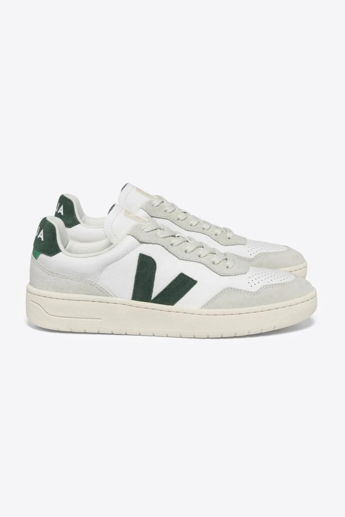 Veja Mens V-90 O.T. Leather Sneakers - White/Cyprus