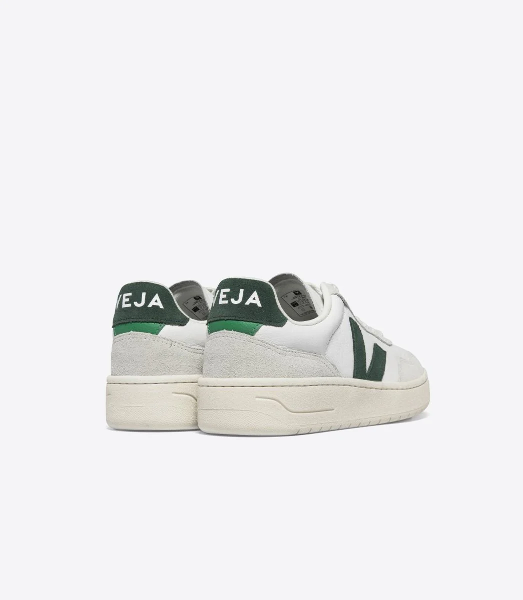 Veja Mens V-90 O.T. Leather Sneakers - White/Cyprus - Image 3