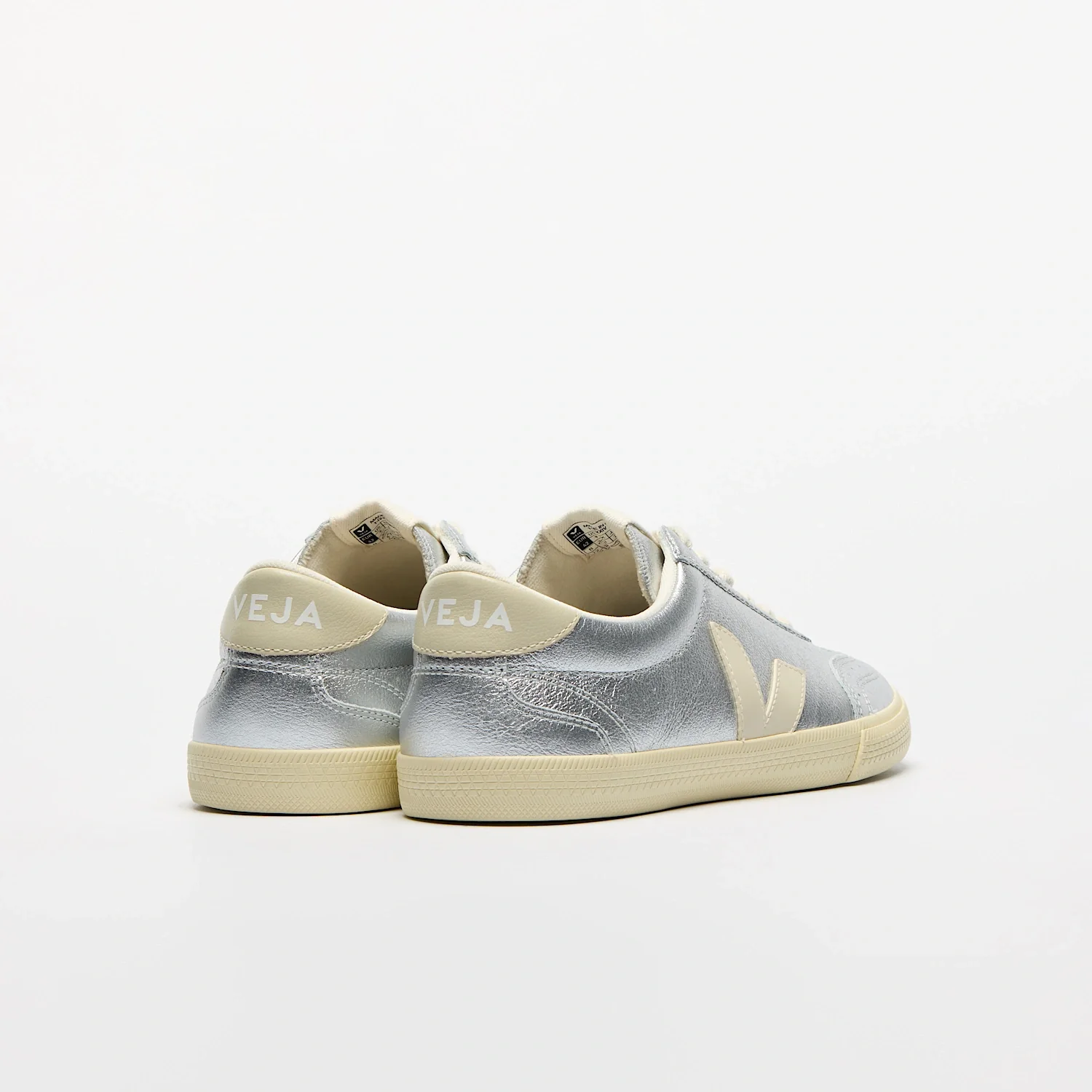 Veja Womens Volley O.T Leather Sneakers - Silver - Image 3