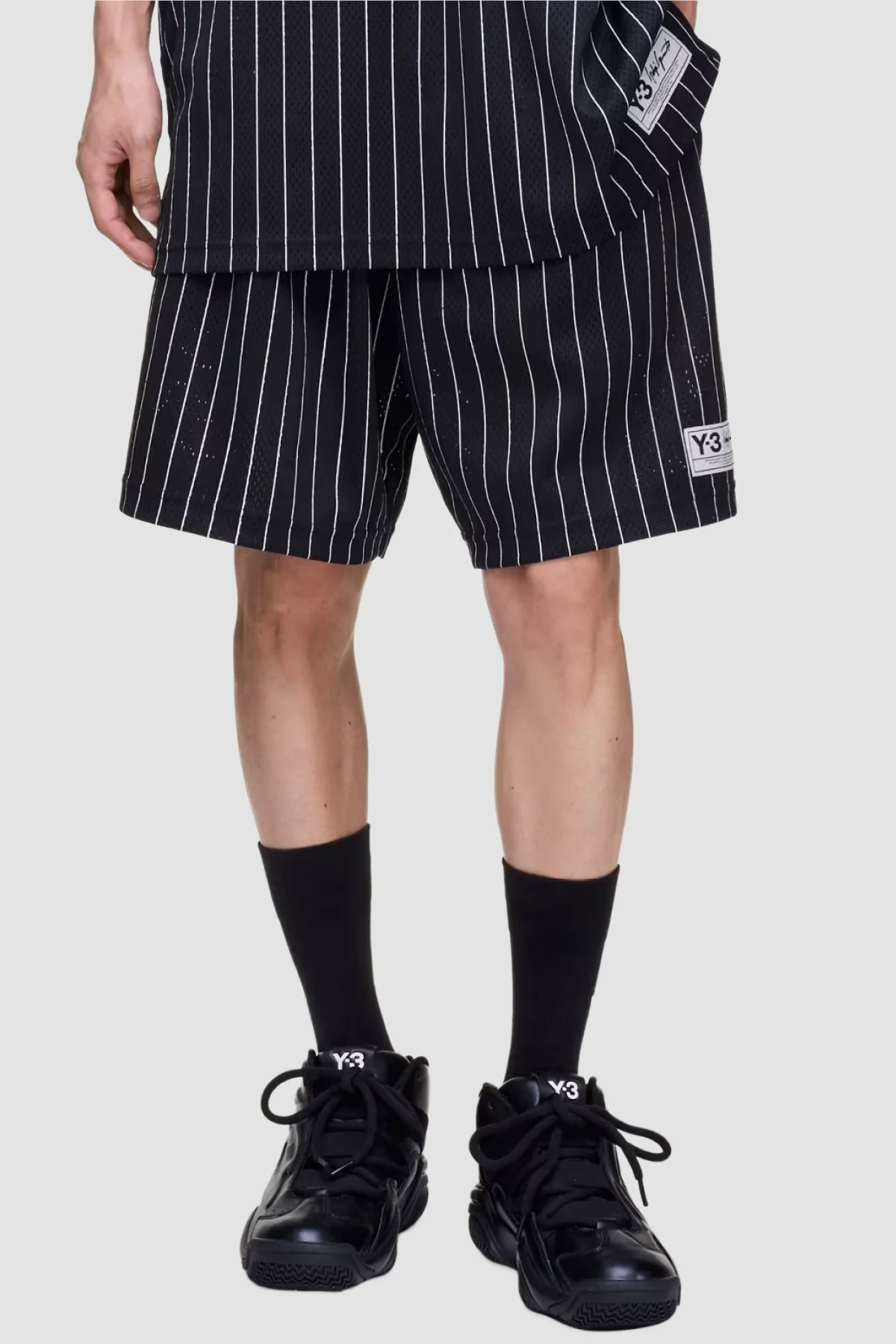 Y-3 Elite 5 Mesh Pinstripe Shorts - Black